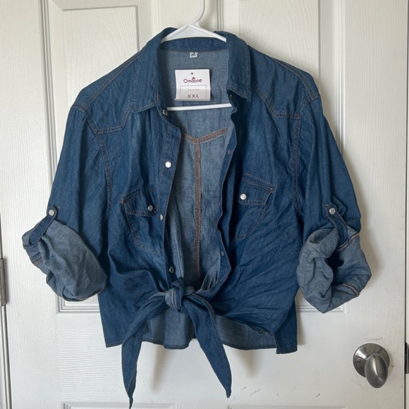 Red Checkered Dress with Denim Shirt 2XL - Picture 2 of 5